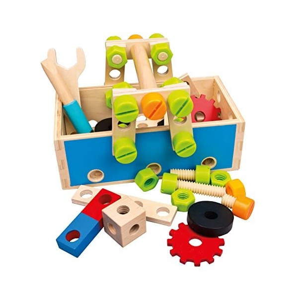 Jeu doutils en bois Mertens, jouet pour enfants à partir de 3 ans, jouet pour enfants boîte à outils avec accessoires, 50 p