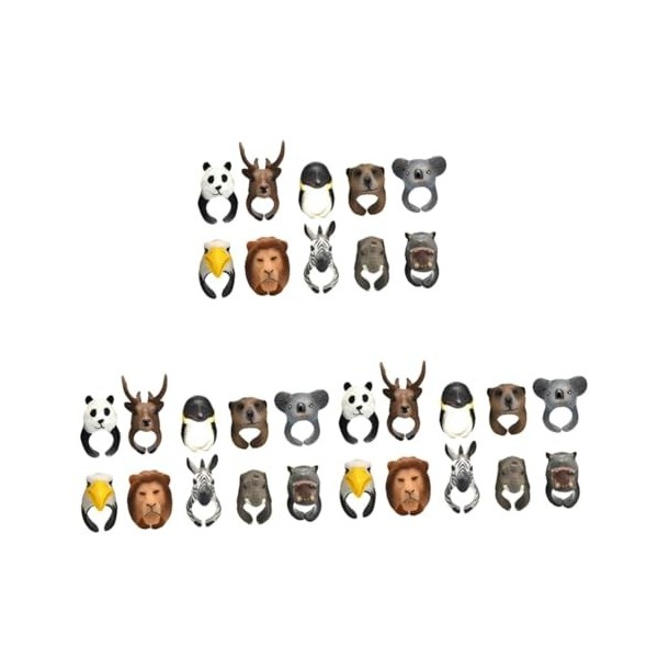 Amosfun 10 Pièces Vintage Anneaux Animal Bague Enfants Animaux Anneaux Stéréo Animaux Anneaux 3D Modèle Personnalité