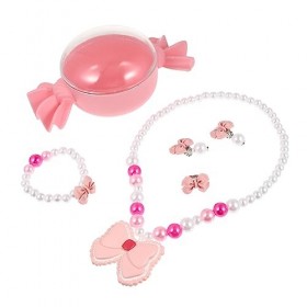 ibasenice 1 Ensemble De Colliers Pour Enfants Cadeaux De Princesse Bijoux Pour Filles Collier De Perles Bague Bijoux Pour Fil