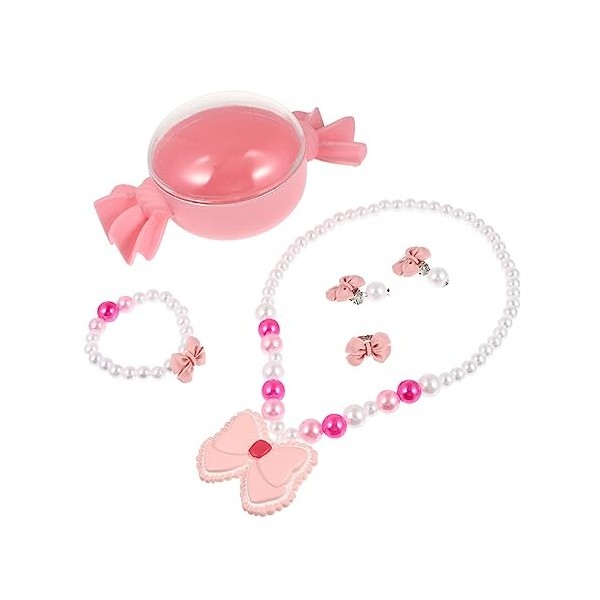 ibasenice 1 Ensemble De Colliers Pour Enfants Cadeaux De Princesse Bijoux Pour Filles Collier De Perles Bague Bijoux Pour Fil