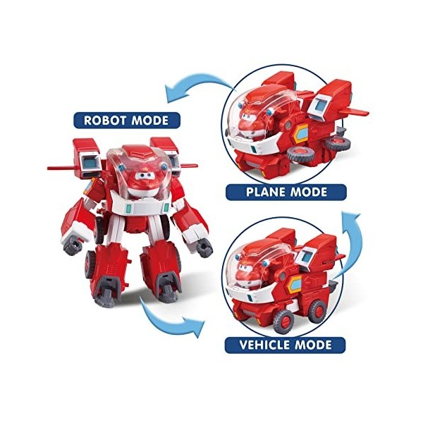 Super Wings EU750321 Robot Suit with Mini Jett Transforming Figure Plane Vehicle Playset Toys for 3+ Years Old Boys Girls, Re