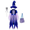 Alvivi Enfant Fille Déguisement Sorcière Costume Cosplay Halloween Carnaval Fête Princesse Robe + Chepeau +Baguette + Sac De 