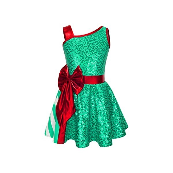 Aiihoo Enfant Fille Lutin Robe Noël Déguisement Elfe Costume Carnaval Halloween Cosplay Elf Chapeau Lutin Tenue Jeu de Rôle T