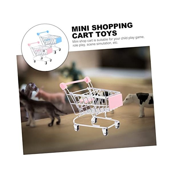 STOBOK 4 Pièces Caddie pour Enfants Modèle en Métal Push Voiture Bureau Jouets Panier DÉpicerie Stand De Crème Glacée Jouet 