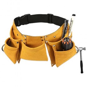 EastVita Ceinture à outils réglable en cuir pour enfants - Pochette à outils pour costumes et jeux de rôle - Jaune