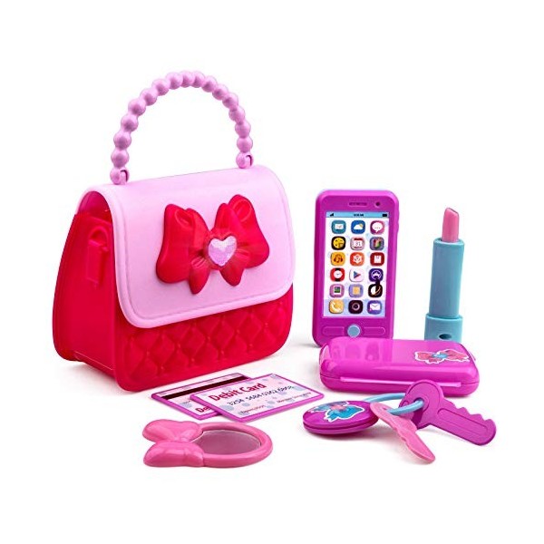 Playkidiz Princesse Mon Premier Sac à Main - Sac à Main et Accessoires de Jeu pour Enfants 8 pièces - Pretend Play Sac à Main