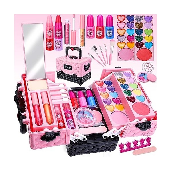 Lubibi Ensemble de Maquillage Lavable pour Enfants avec Coffret, Testé de sécurité Kit de cosmétiques réels pour Enfants,Anni