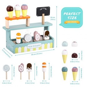 GAGAKU Glacier en bois pour enfants - Cuisine pour enfants - Magasin de glace - Pour jeux de rôle avec magasin de courses - J