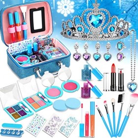 Nabance Jouet Maquillage 34 PCS Lavable Maquillage Enfant Jouet avec Sac Cosmétique Make Up Set Cosmétique Jouets Jeu de Rôle