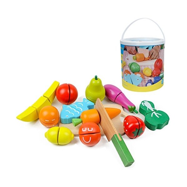 Kitchnexus 13 Pièces Ensemble De Découper Fruits Légumes Cuisine Jeux dimitation Jouet Educatif pour des Enfants