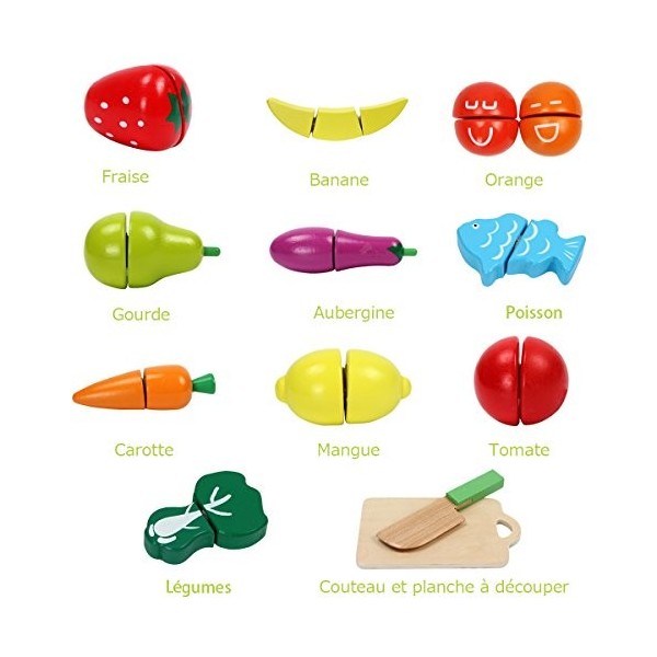 Kitchnexus 13 Pièces Ensemble De Découper Fruits Légumes Cuisine Jeux dimitation Jouet Educatif pour des Enfants