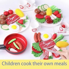 Ensemble de Jouets de Cuisine 51Pcs Simulation DUstensiles de Cuisine,Accessoires de Cuisine pour Enfants Kitchen Ustensile 