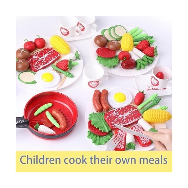 Ensemble de Jouets de Cuisine 51Pcs Simulation DUstensiles de Cuisine,Accessoires de Cuisine pour Enfants Kitchen Ustensile 