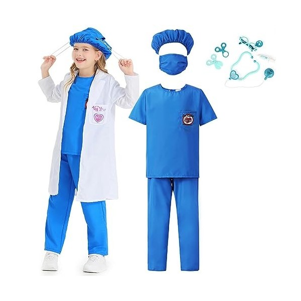 IBTOM CASTLE Deguisement Enfant Filles Garçons Docteur Costume Halloween Vétérinaire Cosplay Jeu de Rôle Prétendez Vous Habil