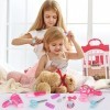 Veluoess Enfant Coiffure Jouet, Coiffure Jouet avec Sèche-Cheveux Pretend Princesse Coiffure Enfants Maquillage Playset Cadea