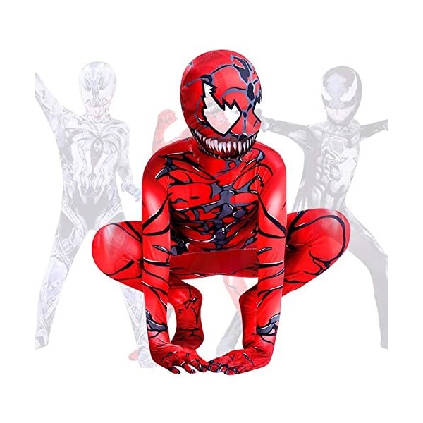 MODRYER Enfants Adultes Costume Outfit Rouge Venom 2 Carnage Body avec Masque Anti Hero Cosplay Combinaison Massacre Hallowee