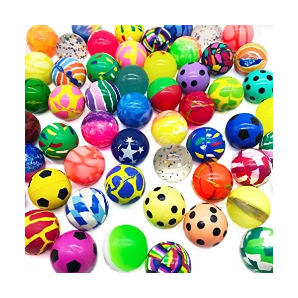 GERILEO Pack 10/20 Balles rebondissantes en Caoutchouc pour Enfants de 45 mm - Bouncing Ball - Jeu pour Enfants - Sacs Cadeau