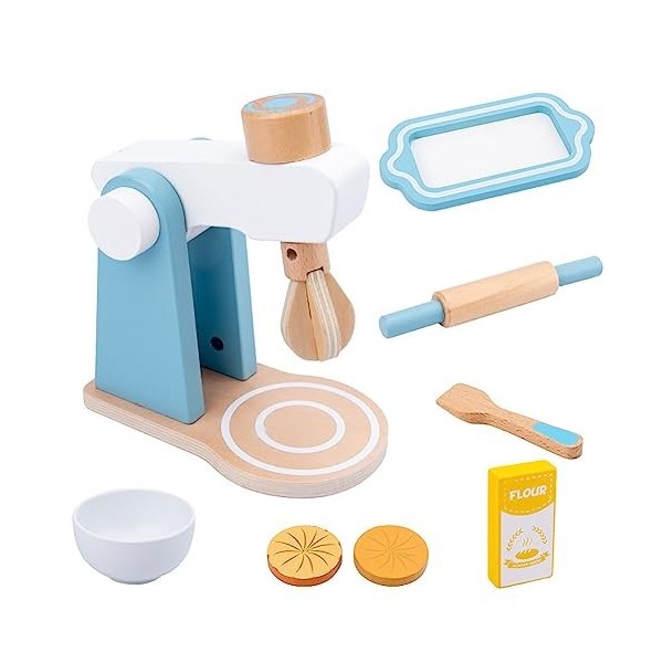 URFEDA Kit de Cuisine pour Enfant Machine a Cafe Enfant Accessoire Cuisine Enfant avec Nourriture Jouet en Bois Jeu Éducatif 