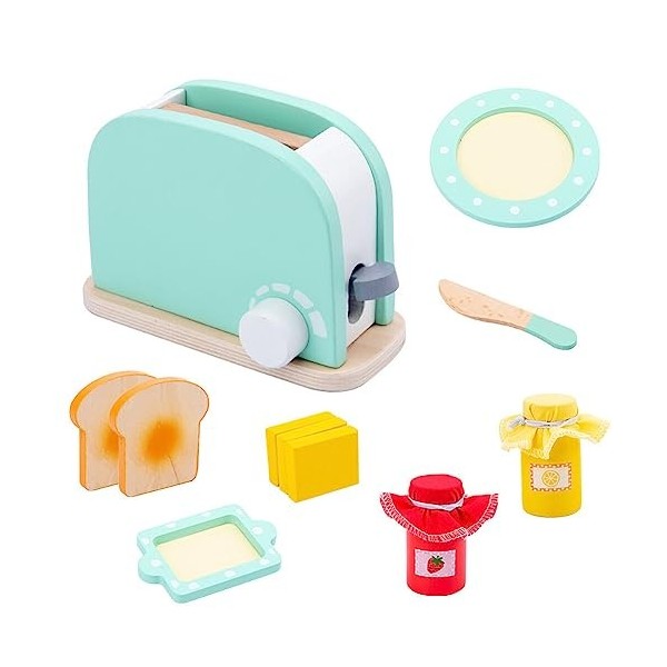 URFEDA Kit de Cuisine pour Enfant Machine a Cafe Enfant Accessoire Cuisine Enfant avec Nourriture Jouet en Bois Jeu Éducatif 