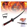 Épée De Samouraï en Bois Demon Slayer Katana 76/104cm avec Ceinture/Porte-Couteau, Accessoire De Jouet De Cosplay Danime, 