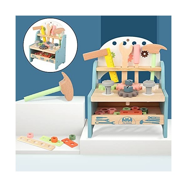 Perfeclan 26 Bancs doutils établi de Jouet dImitation en Bois pour Enfants, Garçons et Filles, Construction écrous, Engrena