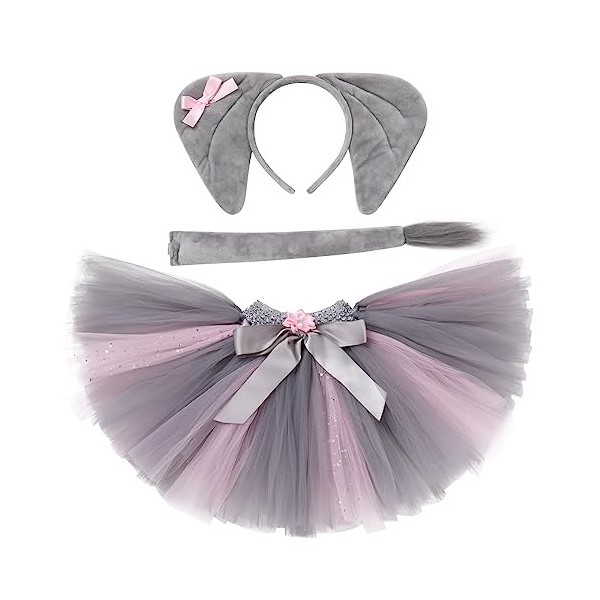IDOPIP Déguisement Zèbre Enfants, Costume Zèbre pour Fille 3 pièces set, Animaux Enfant Tutu Jupe avec Bandeau doreilles Que