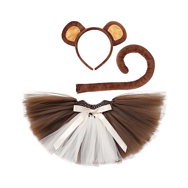 IDOPIP Déguisement Zèbre Enfants, Costume Zèbre pour Fille 3 pièces set, Animaux Enfant Tutu Jupe avec Bandeau doreilles Que