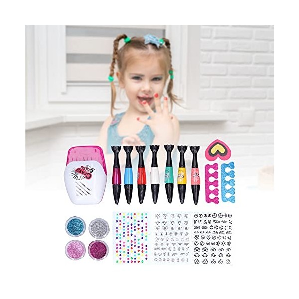 Nail Art Enfant Kit Manucure pour Filles, Cadeau Fille Loisir CréAtif Fille 6 à 12 Ans, dart Dongle pour Enfants, Petite Fi