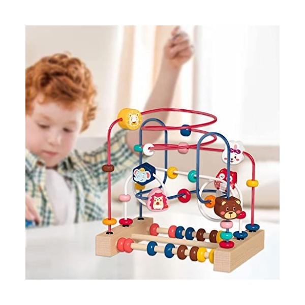 F Fityle Montessori Roller Coaster Cercle Jouets Compter et Contenu de Saisie Abacus Perles Jeu Éducatif Cercle Jouet pour Bé