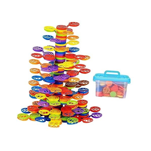 Perfeclan Jeu déquilibre de blocs dempilage darbres, jouets de construction, jouets sensoriels, jouet éducatif dapprentis