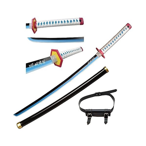 RYPDKM Demon Slayer Katana Tomioka Giyuu 104cm Adultes Collecter Cosplay Accessoire Épée De Samouraï en Bois 75cm Lame De Bam