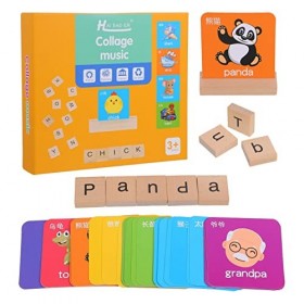 ibasenice Jouets De Filles 1 Pack Blocs en Bois Jeu Dorthographe Lettre Assortie Blocs en Bois Blocs de Lecture en Bois Jeux