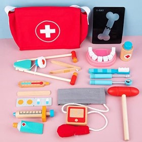 Rosixehird Docteur, Jouets Jeu Dentiste pour Enfants, Jeu Docteur médical, Jouets doutils Dentiste en Bois pour Tout-Petits,