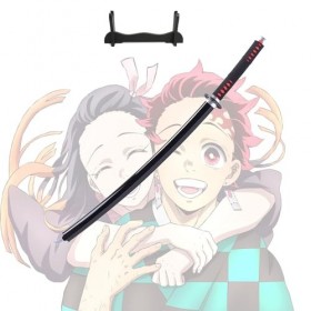 MAYKAR Demon Slayer- Kamado Tanjirou Katana Cosplay, 75/104cm Épée De Samouraï en Bois, Fait À La Main, pour Enfants Jeu De R