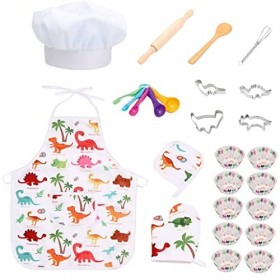 Amagogo 25x Jeu Enfants Chef Costume Set Habiller Cuisinière Accessoires de Cuisson Ustensiles de Cuisine Four Playset Outils
