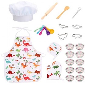 Amagogo 25x Jeu Enfants Chef Costume Set Habiller Cuisinière Accessoires de Cuisson Ustensiles de Cuisine Four Playset Outils