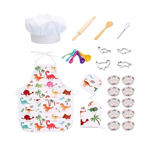 Amagogo 25x Jeu Enfants Chef Costume Set Habiller Cuisinière Accessoires de Cuisson Ustensiles de Cuisine Four Playset Outils