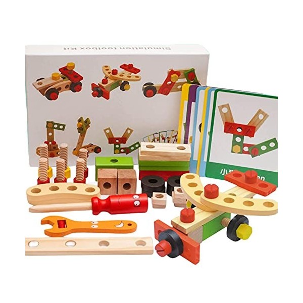 persiverney-AT Jouet Outils de Charpentier Jeu de Construction Bricolage Jeux dimitation Cadeau pour Garçons Filles 3 4 5 An