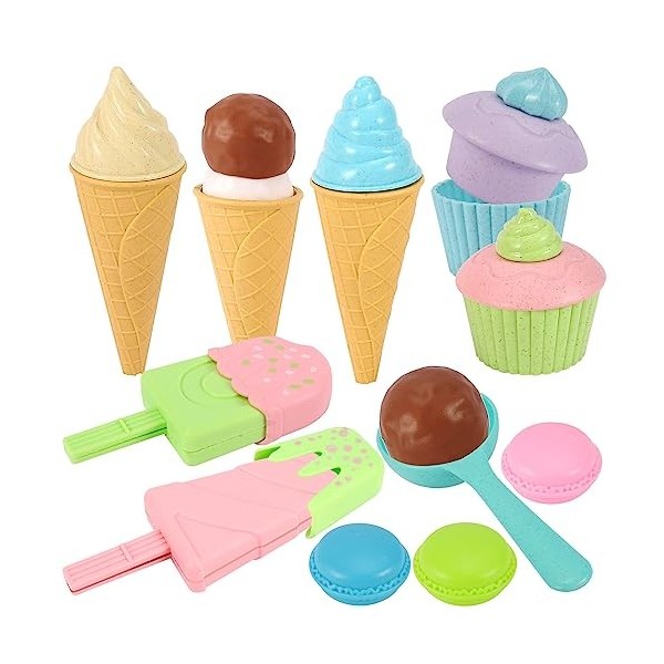 kimonca Jouet de Crème Glacée pour Enfant, Set de Jeu de Dessert Aliments en Plastique Cadeau pour Garçons et Filles de 3 4 5