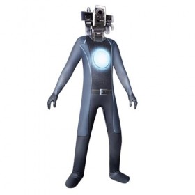 Fehploh Costume de toilette Skibidi pour garçons, combinaison de caméraman pour homme de télévision avec masque de pull, barb