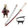 RYPDKM Demon Slayer Epee 75cm/104cm Bambou Sabre-Rengoku Kyoujurou, Japonais Anime Katana en Bois, Cosplay Halloween Accessoi