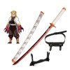 RYPDKM Demon Slayer Epee 75cm/104cm Bambou Sabre-Rengoku Kyoujurou, Japonais Anime Katana en Bois, Cosplay Halloween Accessoi