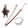 RYPDKM Demon Slayer Epee 75cm/104cm Bambou Sabre-Rengoku Kyoujurou, Japonais Anime Katana en Bois, Cosplay Halloween Accessoi