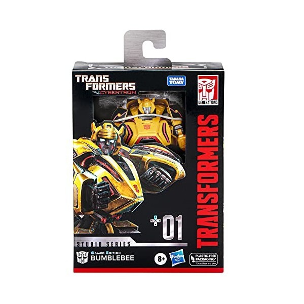 Transformers Generations Studio Series, Figurine 01 Gamer Edition Bumblebee Classe Deluxe de 11 cm, Transformers: War for Cyb