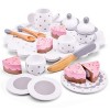 New Classic Toys Plateau de Café/Thé Ensemble avec Gâteau à Découper Jeu d’Imitation Éducative pour Enfants, 10620, Pink, Cof