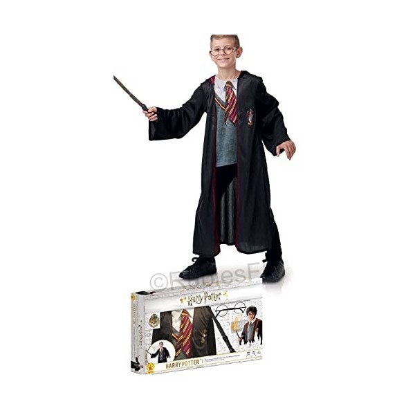 Rubies - Déguisement Harry potter + Haut imprimé + Baguette + Lunettes - Harry Potter, enfant, H-300142M, Taille M 5 à 6 ans
