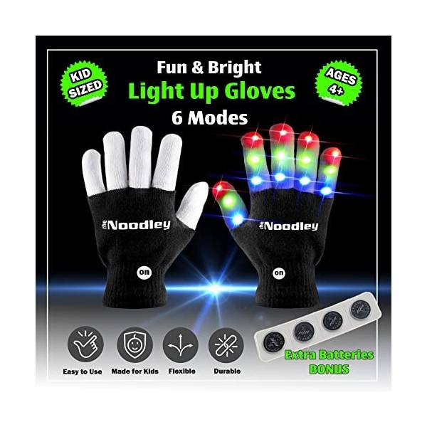 The Noodley Jouets pour Enfants pour garçons Gants Lumineux à LED J