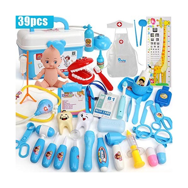 MSHK Docteur Enfant Jouet Jeu Dimitation Kit du Docteur Médicale Jouet avec Accessories Cas Enfants Fille Garçon Cadeau De N