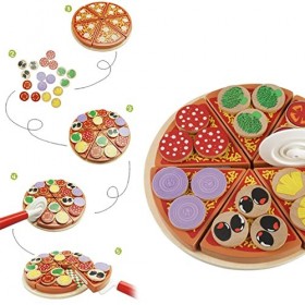 Jouets de Bricolage, Jouet éducatif, Jouet de Cuisine de Nourriture de Pizza de Légumes en Bois, Jouets éducatifs de Jeu de S