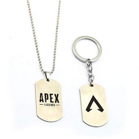 YUNMENG 2 Pc Jeu Apex légendes Collier Porte-clés Jouets daction en métal en Acier Inoxydable Apex Porte-clés Enfants Jouets